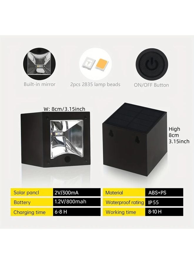 4 قطع مصابيح جدارية تعمل بالطاقة الشمسية، أبيض دافئ ومتغيرة اللون RGB، إضاءة خارجية لحديقة السياج - Image 4