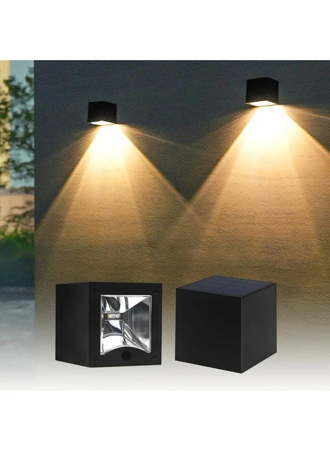 4 قطع مصابيح جدارية تعمل بالطاقة الشمسية، أبيض دافئ ومتغيرة اللون RGB، إضاءة خارجية لحديقة السياج - Image 2