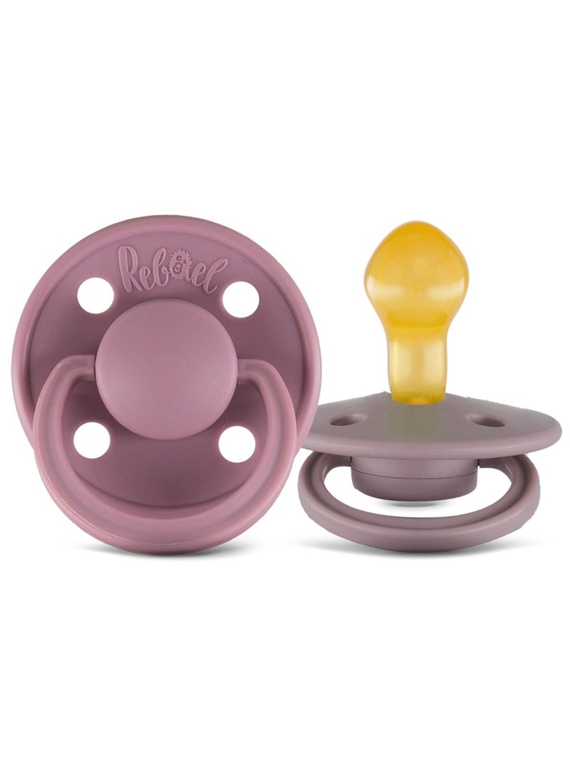 Rebael Mono Natural Rubber Round Pacifier Size 2 - Baby 6M+ (1-pack) - Plum - Image 1