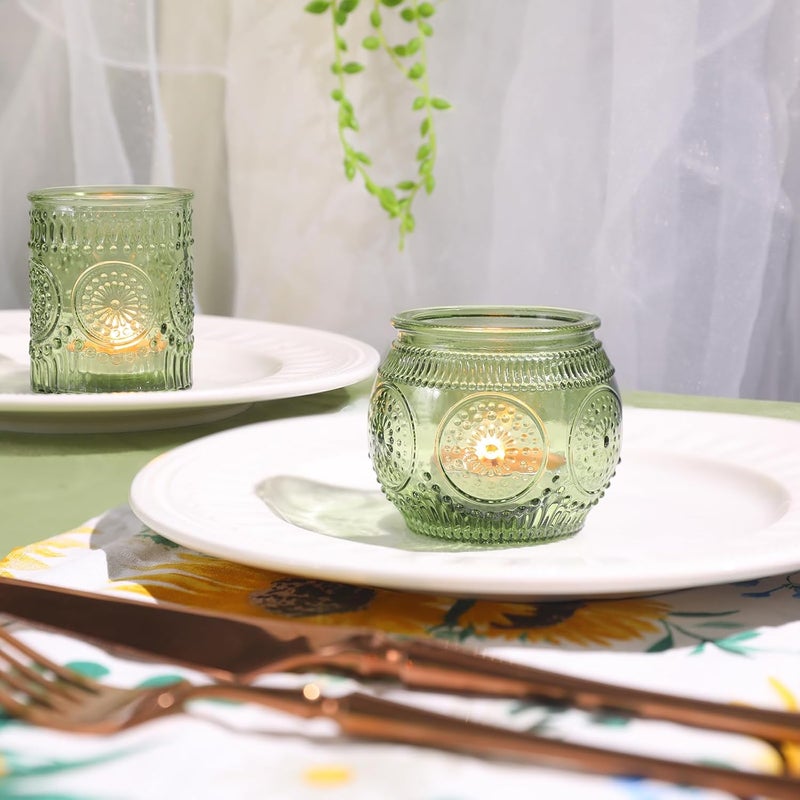 Devi 30pcs Assorted Green Votive Candle Holders Bulk, Fall Baby Wedding Shower Decorations,Tealight Candle Holder for Table Centerpieces Decorations, Boho Tea Party Decor, Bridal Shower Gifts for Guests - Image 3