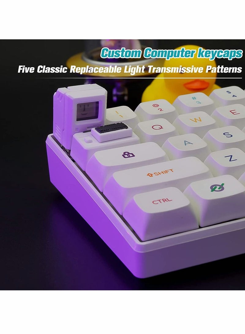 Custom Keycaps for Esc Key and Tab Key, Magnetic Light Transmission Keycaps, Classic Retro Mechanical Backlit Keyboard Esc Tab Keycap for GK61 GK64 SK87 GH60 PC Gamer ect Most Keyboard (White) - Image 5