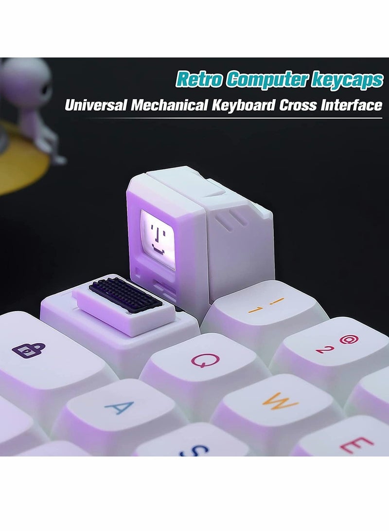 Custom Keycaps for Esc Key and Tab Key, Magnetic Light Transmission Keycaps, Classic Retro Mechanical Backlit Keyboard Esc Tab Keycap for GK61 GK64 SK87 GH60 PC Gamer ect Most Keyboard (White) - Image 2