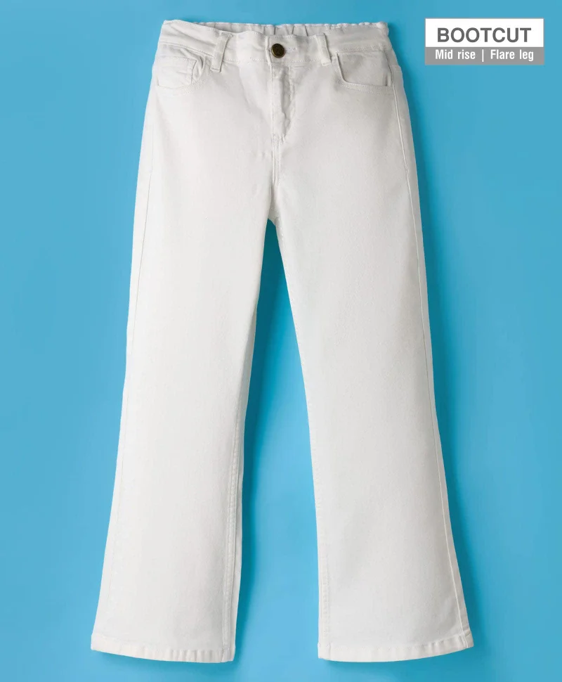 Pine Kids Pine Kids Denim Full Length Washed Jeans - White
