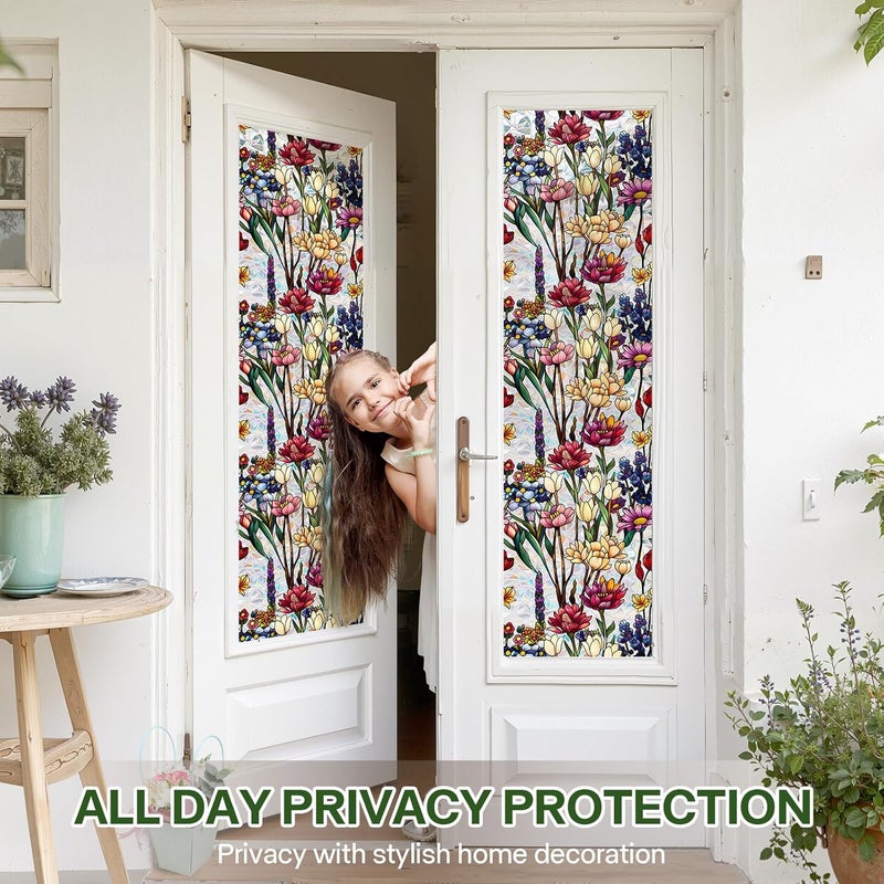 Aomkmi Window Privacy Film,Stained Glass Window Film Office and Home Decoration Insulation Privacy Glass Window Film, UV Resistant, Frosted Electrostatic Adsorption(17 Inch x 39.37 Inch Yellow) - Image 4