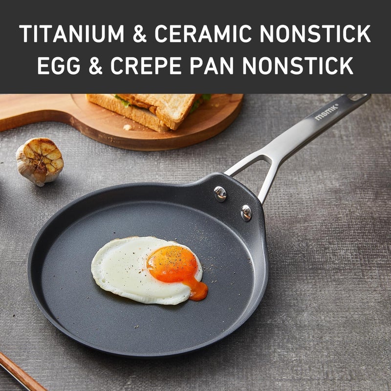 MsMk Crepe Pan with Spreader, 8 Inch Titanium and Ceramic Nonstick Flat Skillet Tortilla Egg Pan, Induction Compatible, PFOA Free, Oven Safe to 700Â°F - Image 2