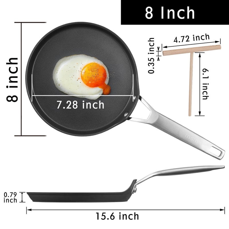 MsMk Crepe Pan with Spreader, 8 Inch Titanium and Ceramic Nonstick Flat Skillet Tortilla Egg Pan, Induction Compatible, PFOA Free, Oven Safe to 700Â°F - Image 4