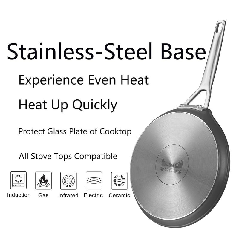 MsMk Crepe Pan with Spreader, 8 Inch Titanium and Ceramic Nonstick Flat Skillet Tortilla Egg Pan, Induction Compatible, PFOA Free, Oven Safe to 700Â°F - Image 3