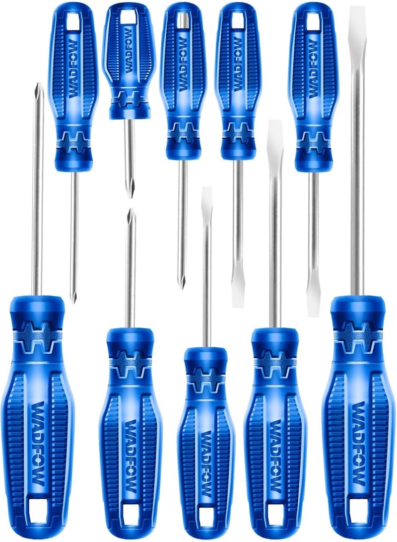 WADFOW 10-Piece Screwdriver Set WSS2410 – Premium 40Cr Steel Screwdriver Set with Round Shank, Slotted & Phillips Screwdrivers, Includes Stubby Drivers for Home, Workshop & Auto Repairs - Image 1