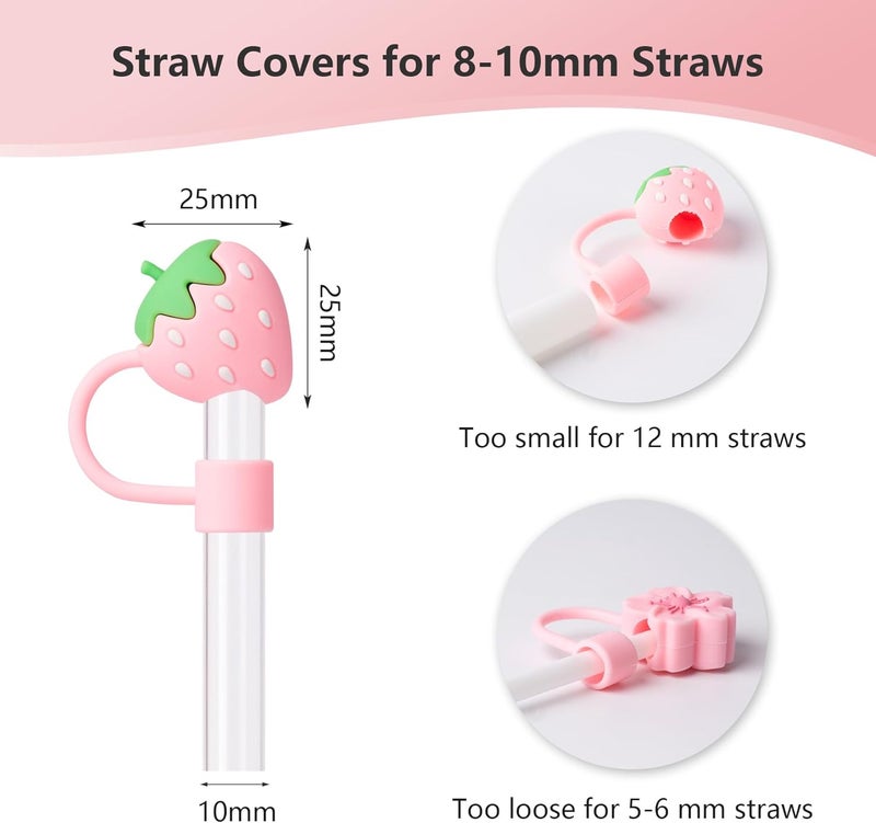 BULKITEM 6Pcs Pink Cue Straw Cover Cap for Stanley Cup 40 30oz Tumbler, 10mm Reusable Cute Drinking Straw Topper Accessories, Portable Protector Plugs Decorations Gifts for Party - Image 2