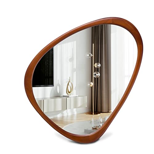 CFYLO 22.5" x 17.5" Irregular Wall Mirror, Wood Frame Asymmetrical Decorative Wall Wooden Mirror for Living Room Bedroom Entryway Bathroom Hallway Home Decor - Image 4