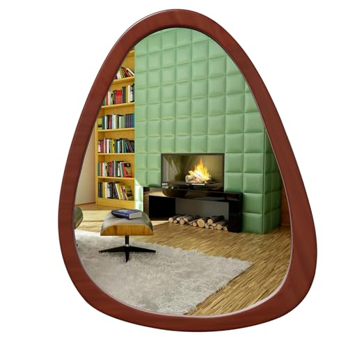 CFYLO 22.5" x 17.5" Irregular Wall Mirror, Wood Frame Asymmetrical Decorative Wall Wooden Mirror for Living Room Bedroom Entryway Bathroom Hallway Home Decor - Image 2