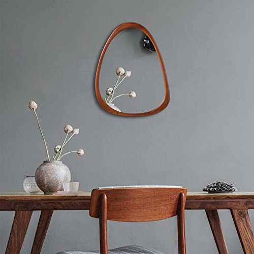 CFYLO 22.5" x 17.5" Irregular Wall Mirror, Wood Frame Asymmetrical Decorative Wall Wooden Mirror for Living Room Bedroom Entryway Bathroom Hallway Home Decor - Image 5