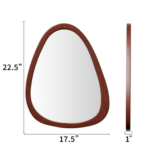 CFYLO 22.5" x 17.5" Irregular Wall Mirror, Wood Frame Asymmetrical Decorative Wall Wooden Mirror for Living Room Bedroom Entryway Bathroom Hallway Home Decor - Image 3