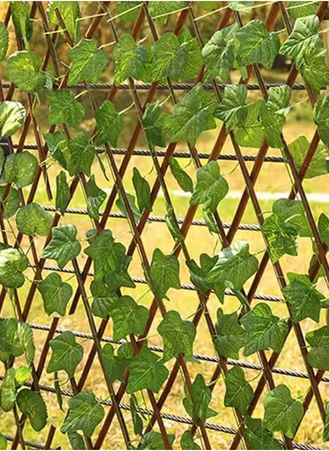Expandable Wicker Fence With Faux Plants