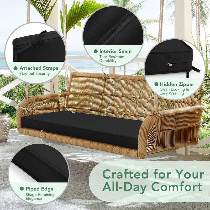 Summsun Outdoor Bench Cushion: Waterproof and Fade Resistant Patio Furniture Cushions - Non-Slip Bench Pad Cushion with Removable Cover for Garden Swing Porch Sofa Settee, 42 x 18 Inch, Black - Image 4