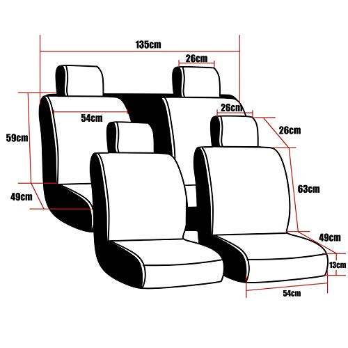 MAGQOO Universal PU Leather Car Seat Cover Full Set 5-Seat Front&Rear Cushions Full Seat with Pillows Fit for SUV Truck Van Year Round Use (Black/White Line) - Image 5