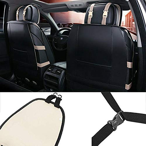 MAGQOO Universal PU Leather Car Seat Cover Full Set 5-Seat Front&Rear Cushions Full Seat with Pillows Fit for SUV Truck Van Year Round Use (Black/White Line) - Image 4