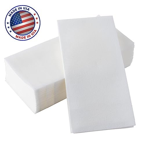 BloominGoods 200 BloominGoods Disposable Bathroom Napkins | Single-Use Linen-Feel Guest Towels | Cloth-Like Hand Tissue Paper, White, 12" x 17", Made In USA - Image 4