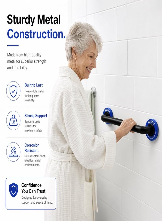MEXPLE TeXXa12B Stainless Steel Grab Bar for Bathroom | Heavy-Duty Wall Support Handle for Elderly & Safety | Anti-Rust, Anti-Slip Grip | Ideal for Toilet, Shower & Home Safety (12 Inch) - Image 3