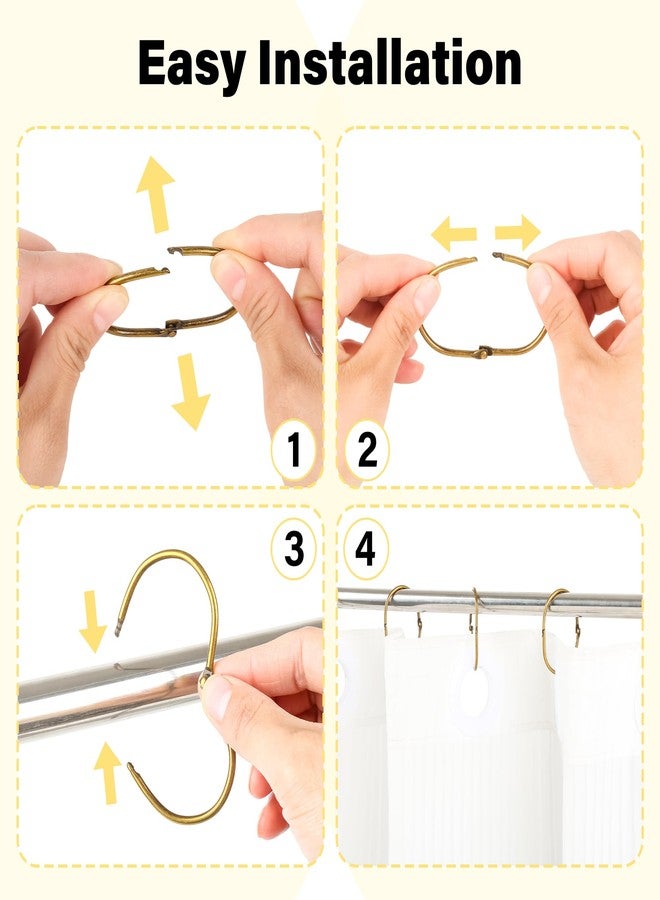 Mafegu 30Pcs Shower Curtain Hooks,Metal Oval Shower Curtain Hooks Roman Rings Rustproof Decorative Shower Curtain Rings (Metal, Oval Bronze) - Image 3
