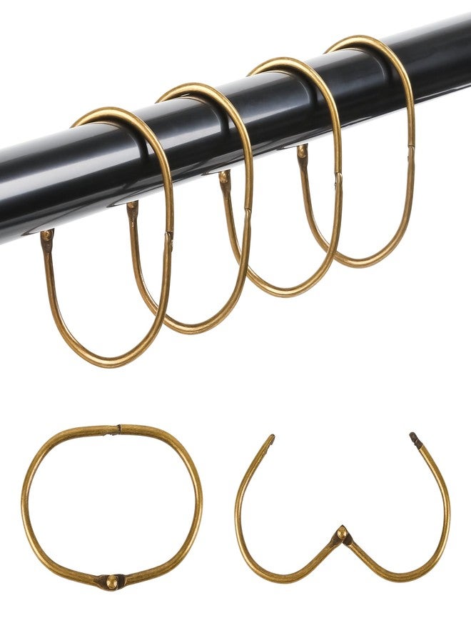 Mafegu 30Pcs Shower Curtain Hooks,Metal Oval Shower Curtain Hooks Roman Rings Rustproof Decorative Shower Curtain Rings (Metal, Oval Bronze) - Image 1
