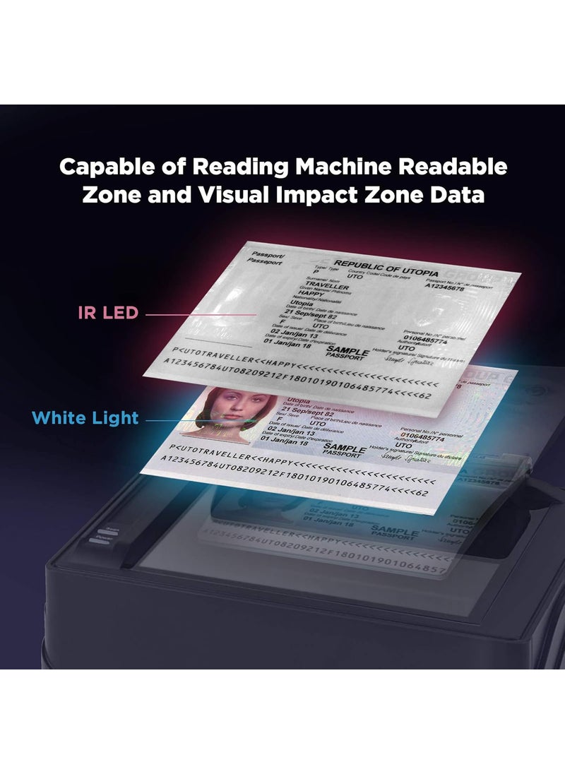 Plustek - Plustek PassportDriver License Scanner XMini Visible and IR Compliant with ICAO Doc 9303  MRTDs Includes Manager Software and Support SDK - Image 1