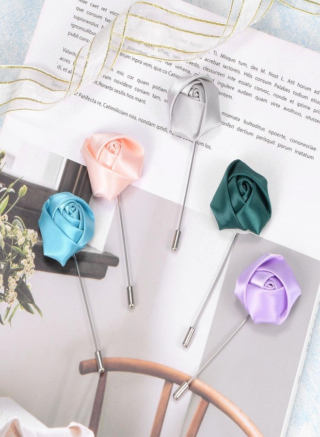 M METERXITY 12-Pack Rose Boutonnieres, Groom Boutonnieres, Lapel Pin Boutonnieres for Men Wedding/Man Suit Decoration/Wedding Buttonholes Pocket Boutonnieres/DIY Wedding Bouquets [Silver Gray] - Image 4