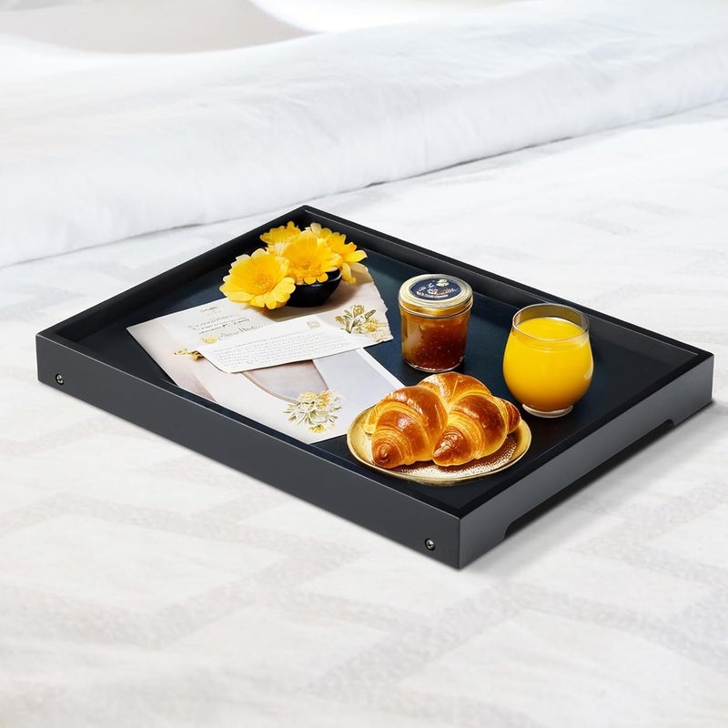RRX Bamboo Bed Tray Table with Folding Leg, Breakfast for Eating, Kitchen Serving, Food,Sofa, Snacking, Laptop Desk Dinner,2 Pack (Black) - Image 5