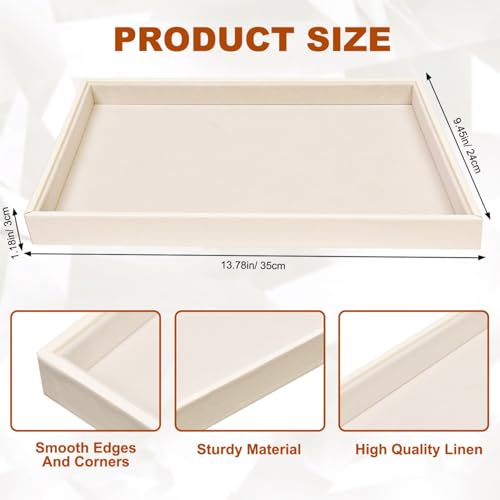 JETEHO Beige Velvet Jewelry Tray for Drawers Jewelrys Display Tray Stackable Jewelry Organizer Trays for Necklace Bracelet Ring Watch (1 Pack) - Image 2