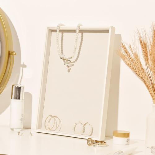 JETEHO Beige Velvet Jewelry Tray for Drawers Jewelrys Display Tray Stackable Jewelry Organizer Trays for Necklace Bracelet Ring Watch (1 Pack) - Image 5