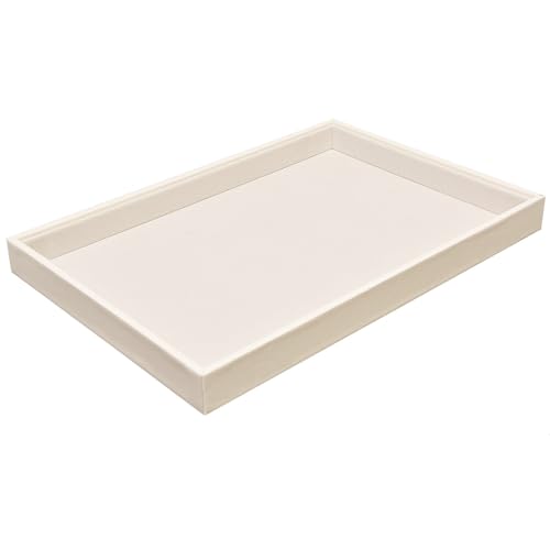 JETEHO Beige Velvet Jewelry Tray for Drawers Jewelrys Display Tray Stackable Jewelry Organizer Trays for Necklace Bracelet Ring Watch (1 Pack) - Image 1