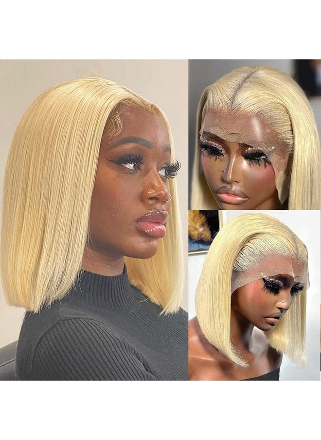 Licoville - Blonde Bob Wig Human Hair 613 13X4 Lace Front Wig Human Hair Bob Deep Part Glueless 13X4 Hd Blonde Lace Front Wigs Human Hair 10 Inch Straight Short Blonde Frontal Bob Wigs Pre Plucked - Image 1