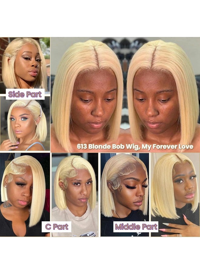 Licoville - Blonde Bob Wig Human Hair 613 13X4 Lace Front Wig Human Hair Bob Deep Part Glueless 13X4 Hd Blonde Lace Front Wigs Human Hair 10 Inch Straight Short Blonde Frontal Bob Wigs Pre Plucked - Image 1