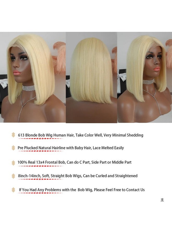 Licoville - Blonde Bob Wig Human Hair 613 13X4 Lace Front Wig Human Hair Bob Deep Part Glueless 13X4 Hd Blonde Lace Front Wigs Human Hair 10 Inch Straight Short Blonde Frontal Bob Wigs Pre Plucked - Image 1