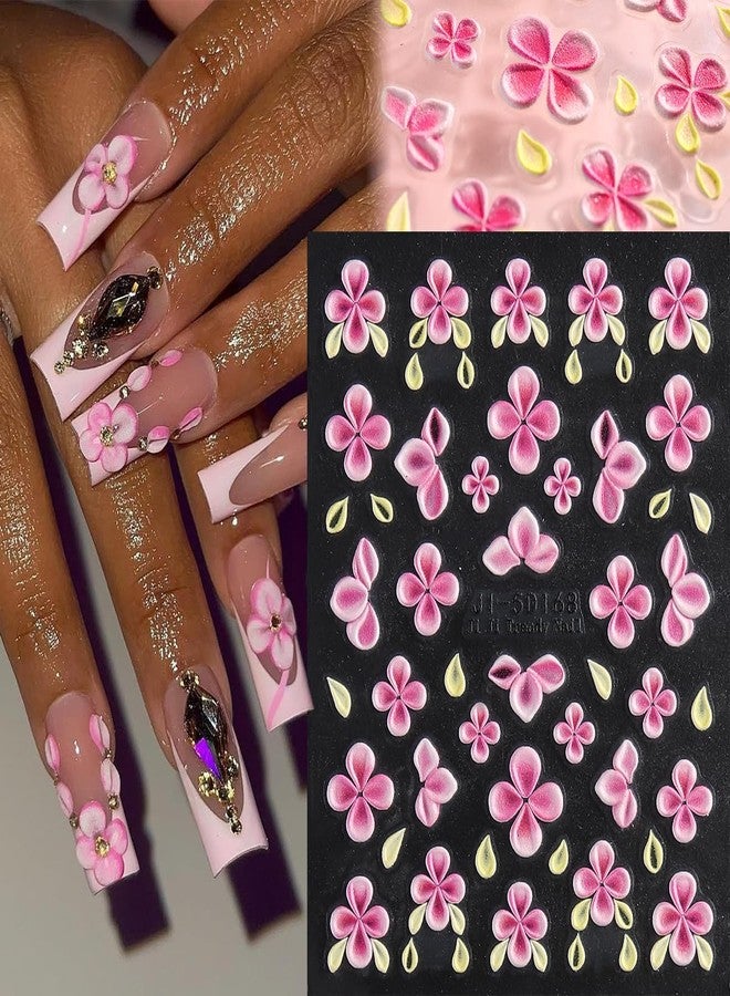 Fcozpjk 5D Embossed Flower Nail Stickers, 5PCS Colorful Floral Nail Art Stickers Pink Cherry Blossom Hibiscus Daisy Nail Decals Self-Adhesive Pegatinas para Uñas Spring Summer Decoration - Image 3