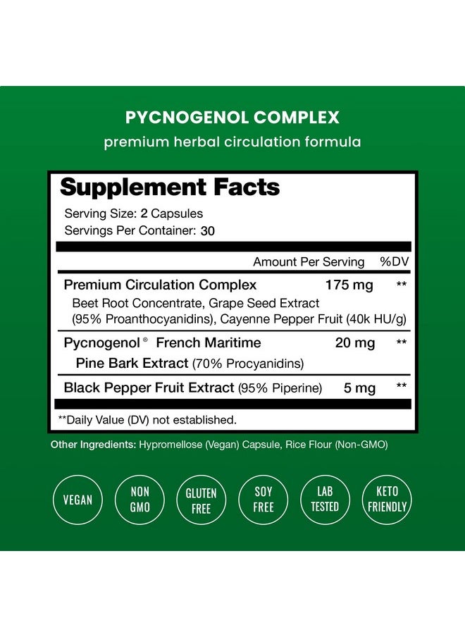 NutraChamps Pycnogenol French Maritime Pine Bark Extract ; Premium Circulation Complex ; Blood Flow Nitric Oxide Production ; Superior Absorption Results With Black Pepper Extract ; Vegan Nongmo ; 60 Capsules  - Image 3
