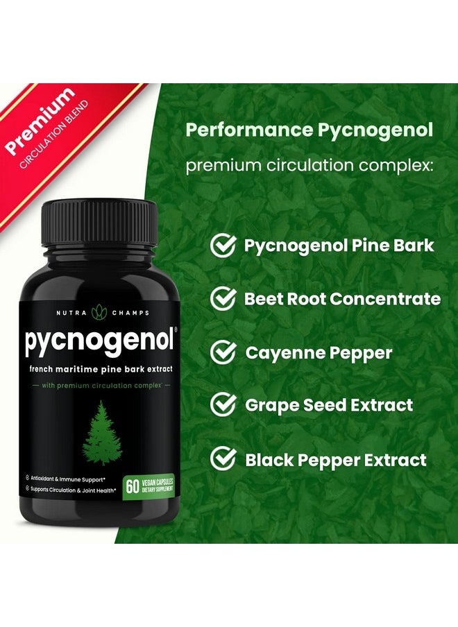 NutraChamps Pycnogenol French Maritime Pine Bark Extract ; Premium Circulation Complex ; Blood Flow Nitric Oxide Production ; Superior Absorption Results With Black Pepper Extract ; Vegan Nongmo ; 60 Capsules  - Image 5