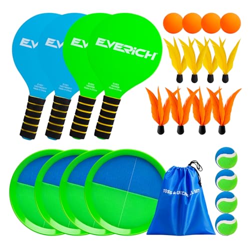 EVERICH TOY Toss and Catch Ball Set Paddle Ball Outdoor Games for Kids Toys Christmas Family Games Beach Pool Camping Yard Game Outside Toys Gifts for Boys Girls 3 4 5 6 7 8 9 10 11 12 Years Old - Image 1