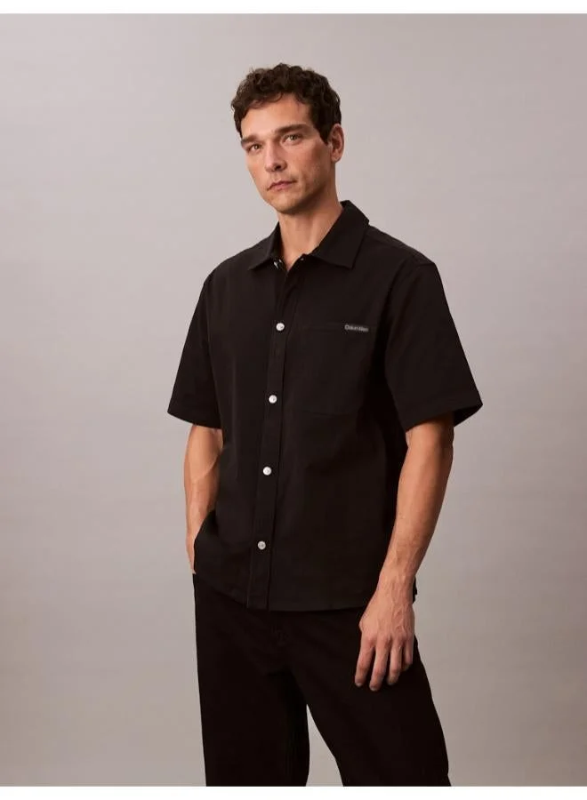 Relaxed Stretch Cotton Utility Shirt
