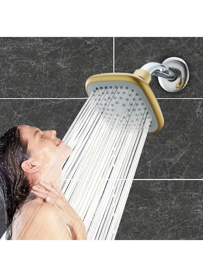 رأس الدش الذهبي للمطر الغزير عالي الضغط مثبت على الحائط، لا يحتاج إلى كهرباء، مستطيل الشكل، تشطيب بلاستيك مطلي بالرش، إكسسوارات الحمام - Image 1