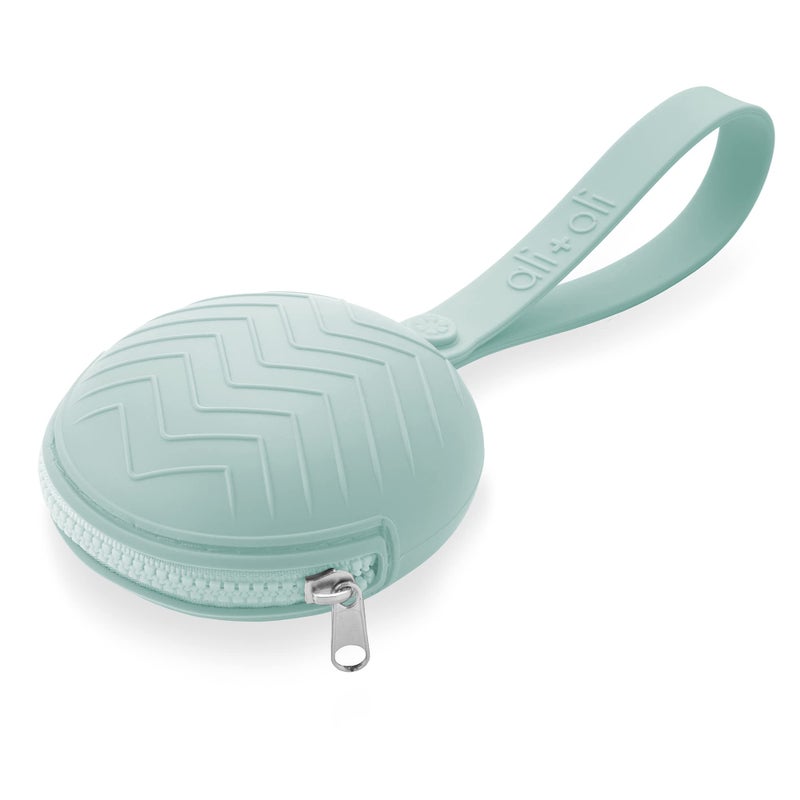 Ali+Oli BPA-Free Silicone Pacifier Holder Case (1-pk) Diaper Bag Accessory Newborn Travel Baby Pacifier Pouch (Mint) - Image 1