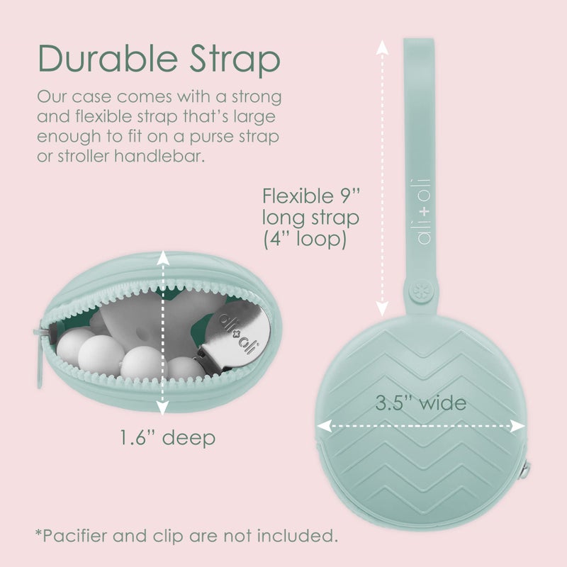 Ali+Oli BPA-Free Silicone Pacifier Holder Case (1-pk) Diaper Bag Accessory Newborn Travel Baby Pacifier Pouch (Mint) - Image 2