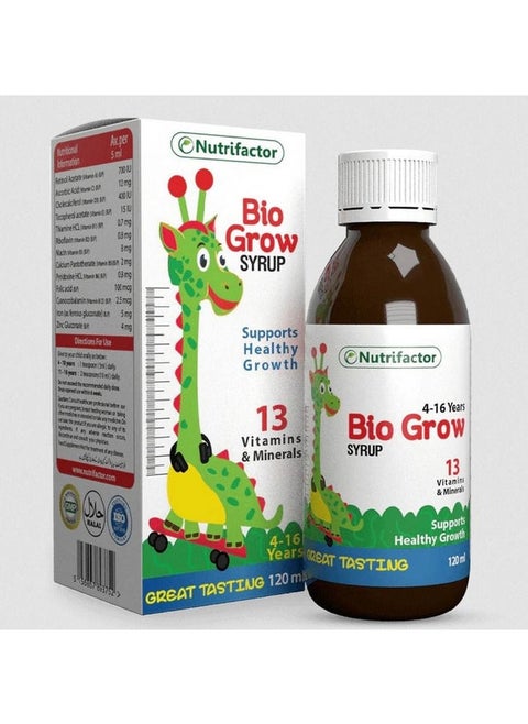 BioGrow - شراب كامل متعدد الفيتامينات للأطفال والمراهقين لتعزيز نمو الطول وتعزيز الشهية وتوفير الدعم المناعي - 13 عنصرًا غذائيًا أساسيًا للنمو والتطور الصحي- 120 مل