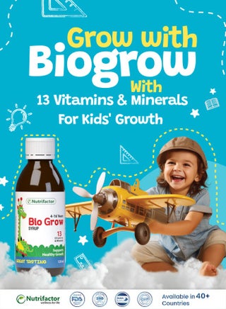 BioGrow - A Complete Multivitamin Syrup for Kids & Teens to Promote Height Growth, Boost Appetite & Provide Immune Support - 13 Essential Nutrients for Healthy Growth & Development (120ml) - view 3