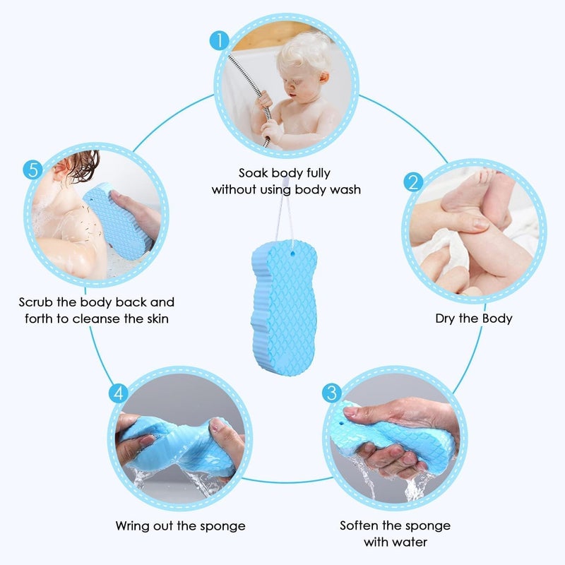 CLICKSWIFT CLICKSWIFT Body Scrubber Exfoliating 3D Bath Sponge Ultra Soft Exfoliating Sponge Reusable Dead Skin Remover for Body for Adult Kids 2Pcs Multicolor  - Image 4