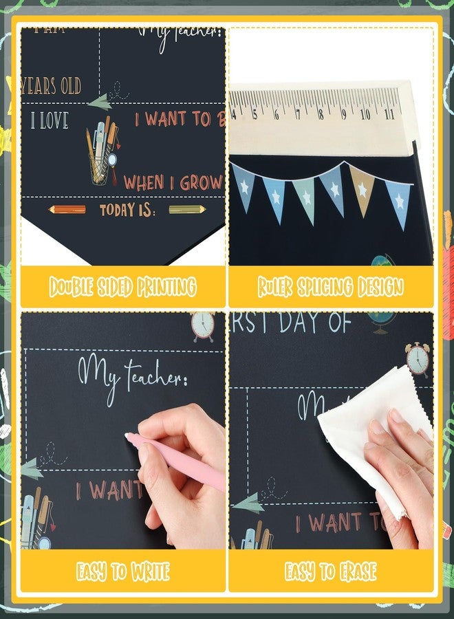 Vicenpal First and Last Day of School Chalkboard Rainbow First Day of School Sign 13.8 x 10 Inch Reusable Double Sided Sign for Graduation Kids Preschool Kindergarten(Pencil Style) - Image 4