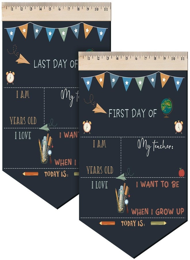 Vicenpal First and Last Day of School Chalkboard Rainbow First Day of School Sign 13.8 x 10 Inch Reusable Double Sided Sign for Graduation Kids Preschool Kindergarten(Pencil Style) - Image 1
