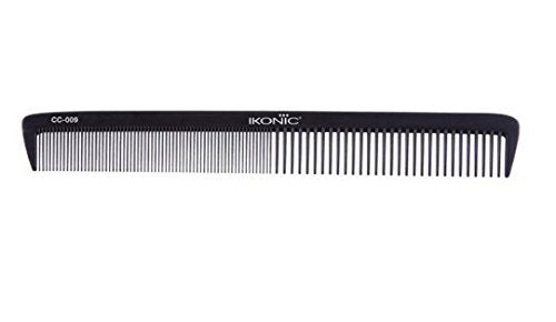 IKONIC IKONIC CARBON COMB CC009 BLACK with Ionic Coating for Static free Styling evenly spread out teeth and a straight top hold for easy switches between thin and regular sections of hair