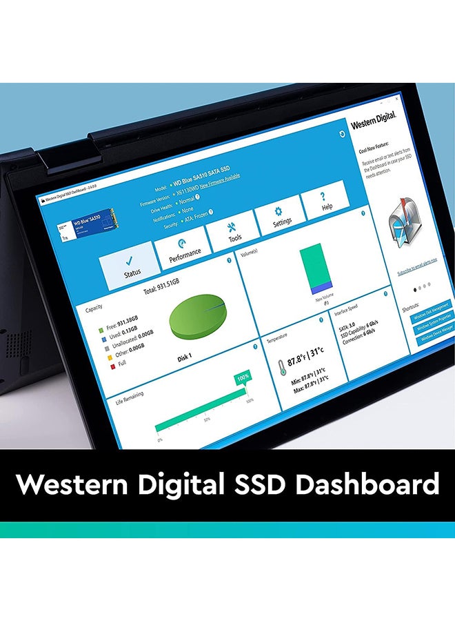 دبليو دي قرص صلب داخلي SSD SATA SA510 الأزرق - SATA III 6 Gb/s، 2.5"/7mm، سرعة تصل إلى 560 MB/s - WDS100T3B0A-00AXR0 - Image 4