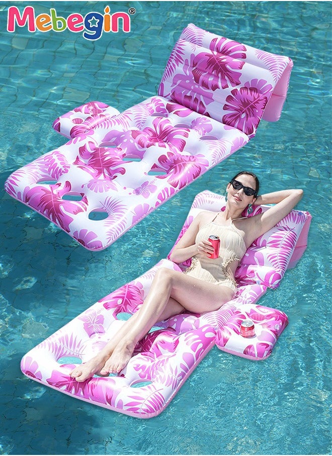 MEBEGIN - Inflatable Pool Floats, Creative Loungers with Cup Holder, Tanning Bed with Adjustable Backrest, Pool Floaties Rafts for Adults, Large Size Lake Lounge, Multifuctional Pool Toys, Suitable for Swimming Pool, Seashore and Summer Beach Party, 180*90cm - Image 1